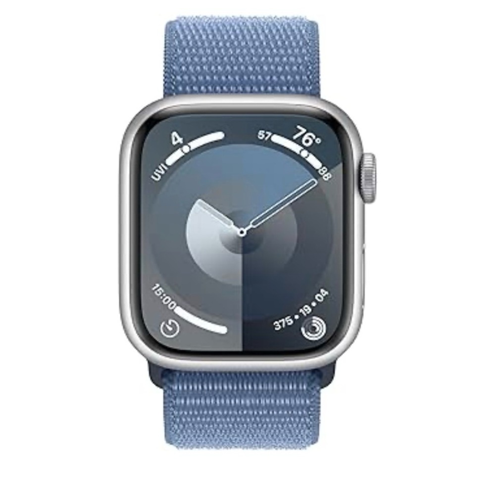 Apple Watch Series 9 Silver Aluminum Case with Winter Blue Sport Loop